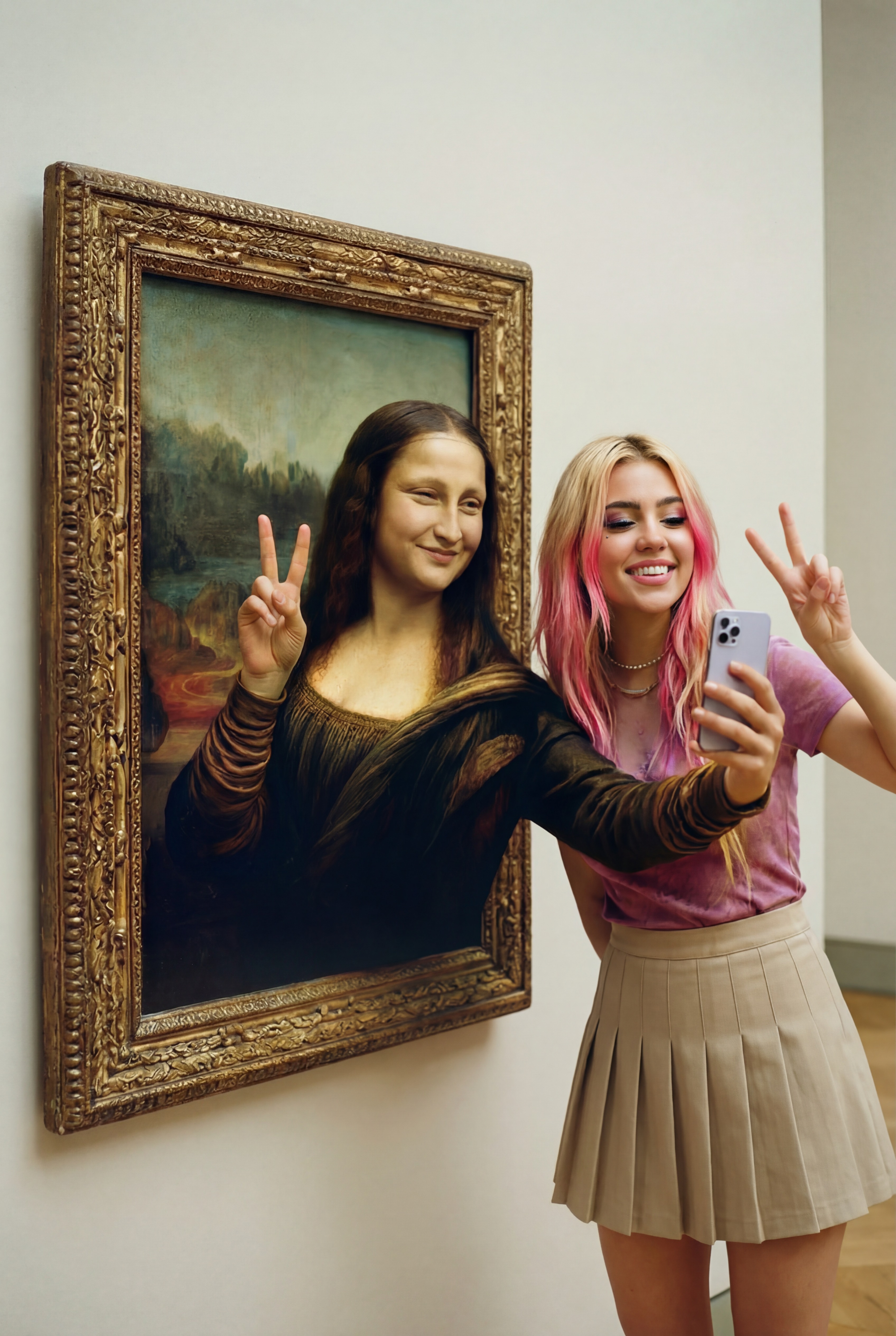 Live preview showing a guest posing with the Mona Lisa