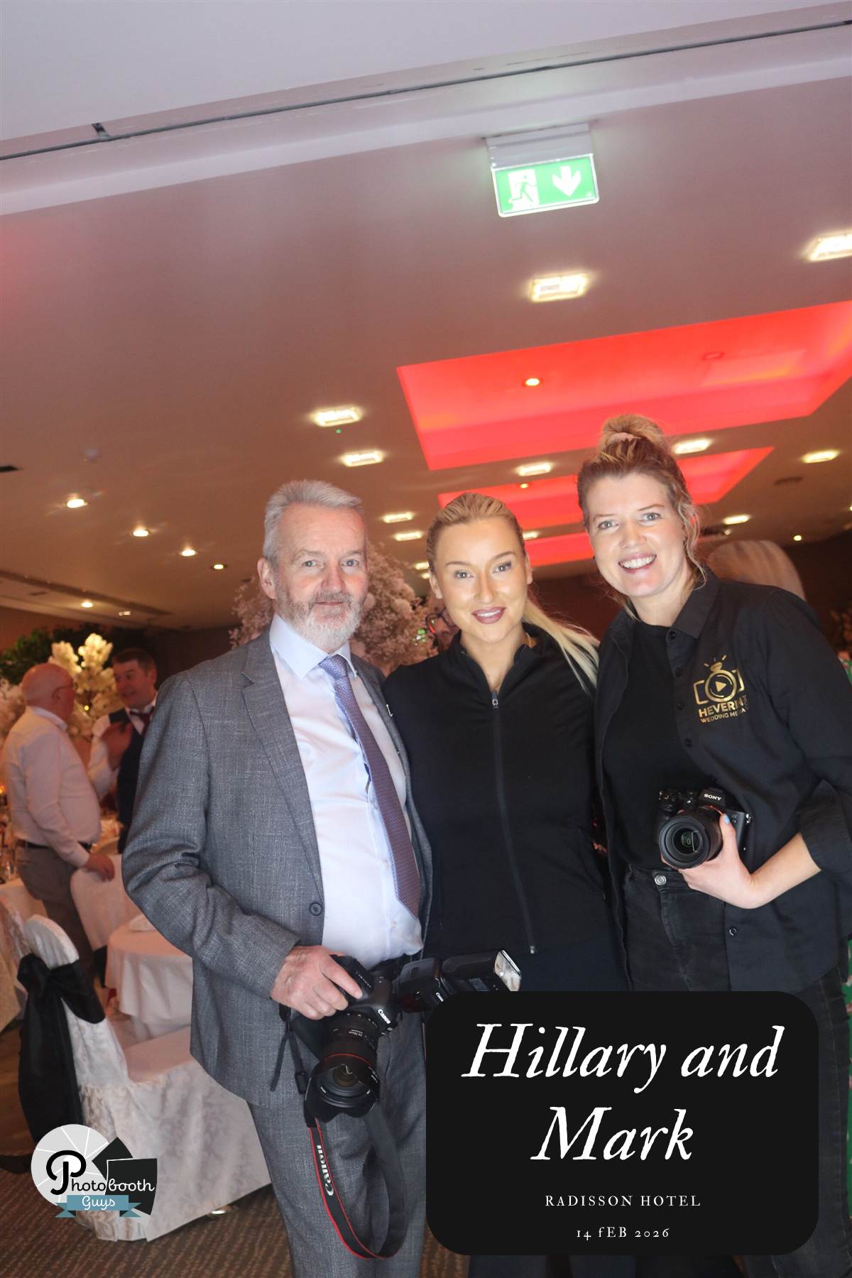 Original photo of three people at a wedding